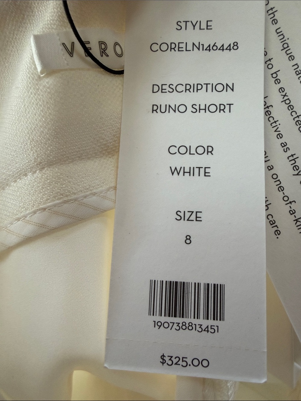 NWT Veronica Beard Tailored Cream Shorts with Front Pleats size 8 - Picture 8 of 8